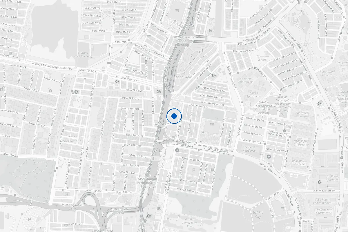 Map showing the office at Puchong Financial Corporate Centre, Bandar Puteri Puchong